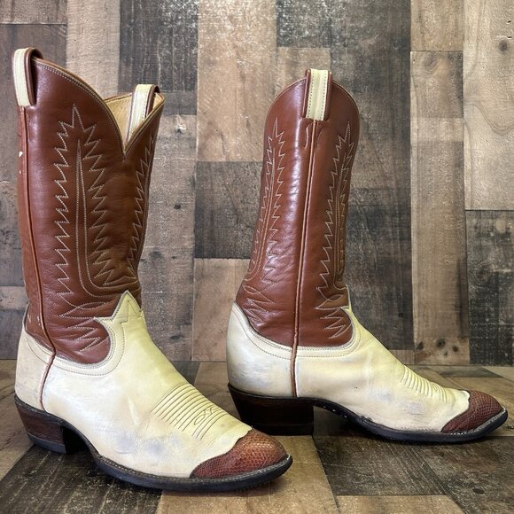 Tony Lama 6216 Vintage Gold Label Wingtip Urban Cowboy Boots Mens 9 D - Picture 2 of 12